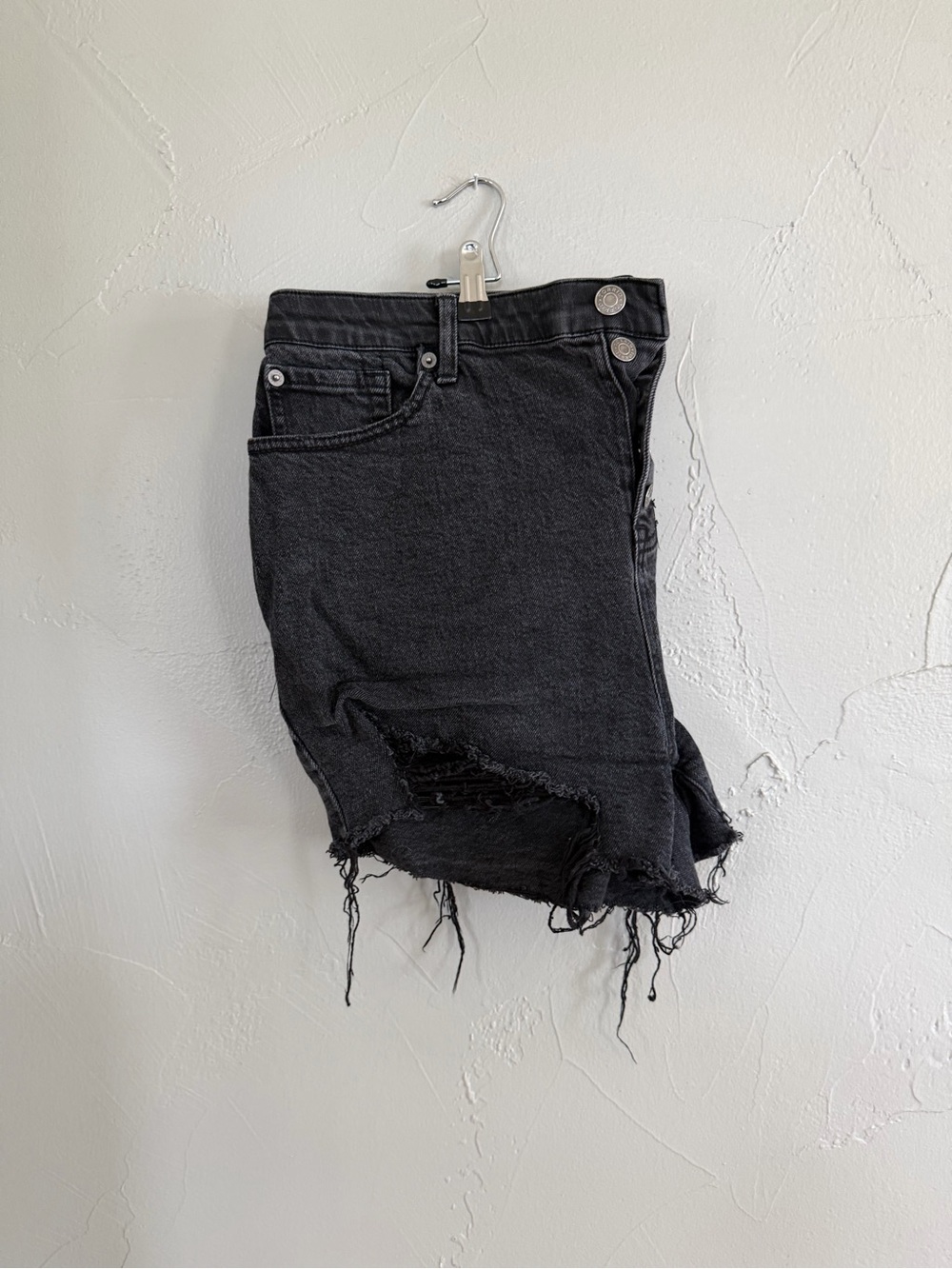 Women’s Distressed Black Denim Shorts